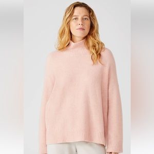 Like new!! EILEEN FISHER Cashmere Bliss Tea Rose Funnel Neck Sweater - sz L